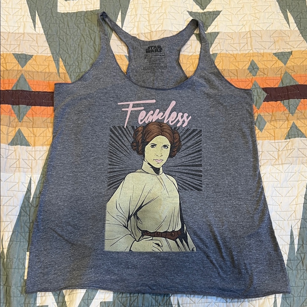 Star Wars Gray 'Fearless' Princess Leia Graphic Racerback Tank